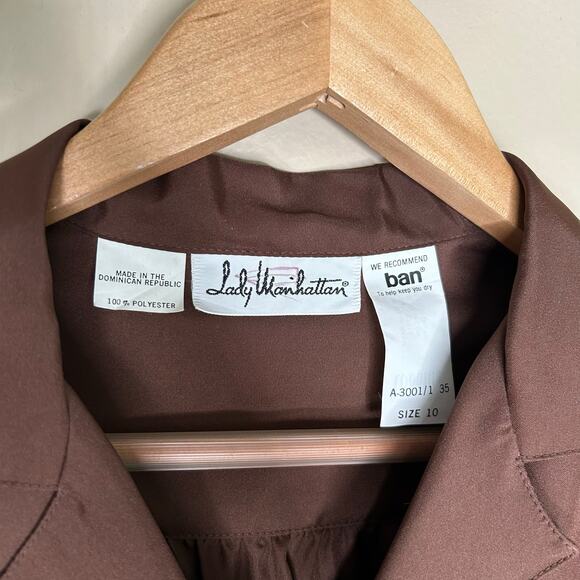 Vintage Lady Manhattan Sheer Brown Blouse NOS Deadstock Sz 10 M - Picture 2 of 13
